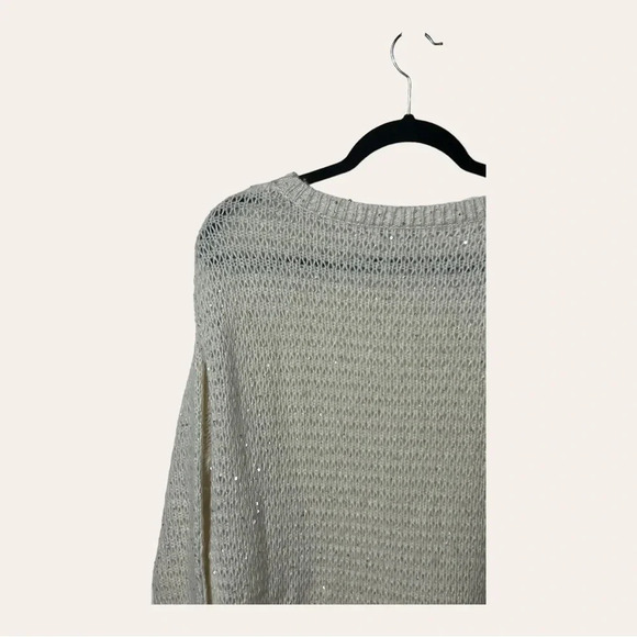 1240. NORDSTROM SIGNATURE CASHMERE/ALPACA/WOOL SWEATER SIZE SMALL CREAM/SEQUINS - Picture 8 of 10